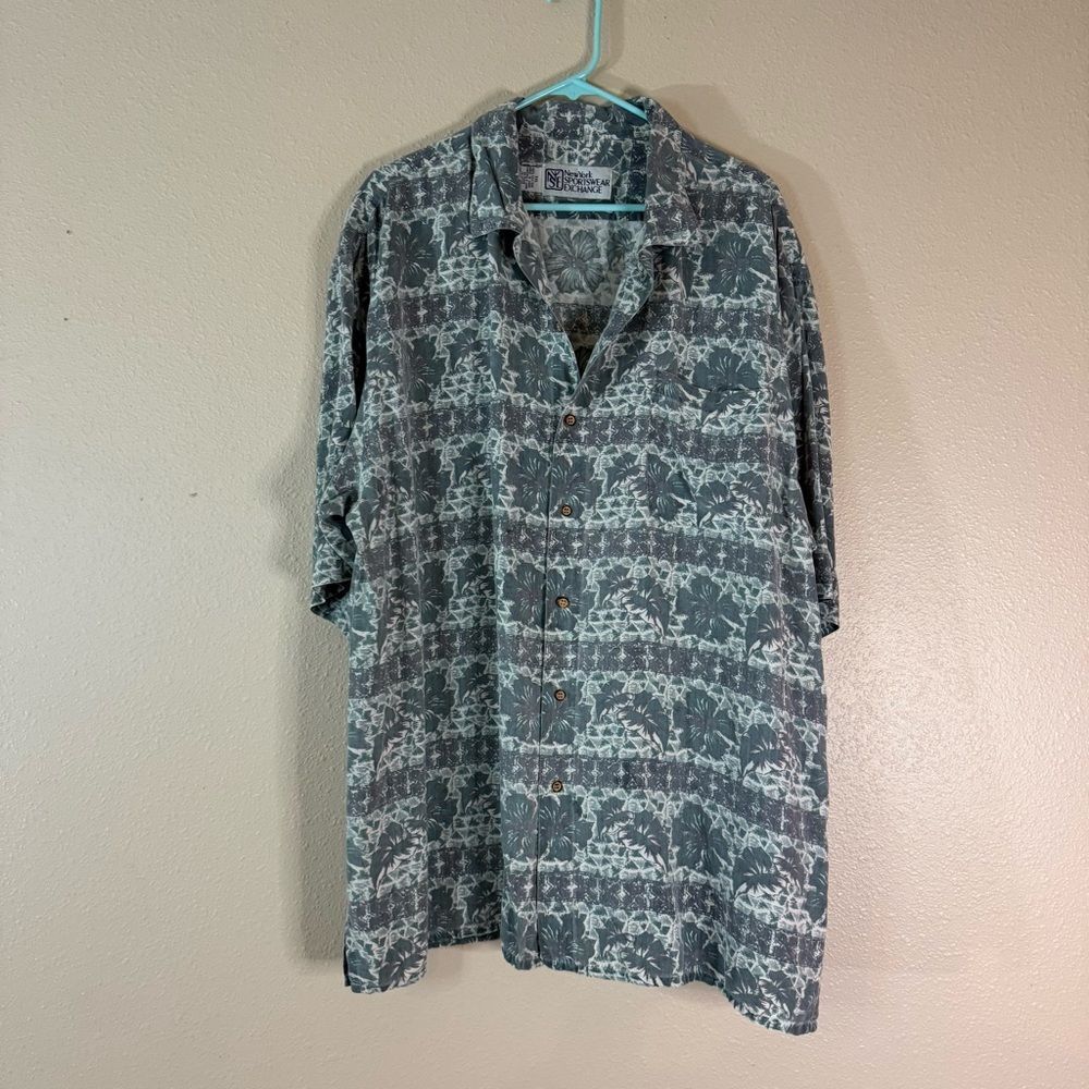 New York sportswear EXCHANGE Grey silk Floral Shirt XXL